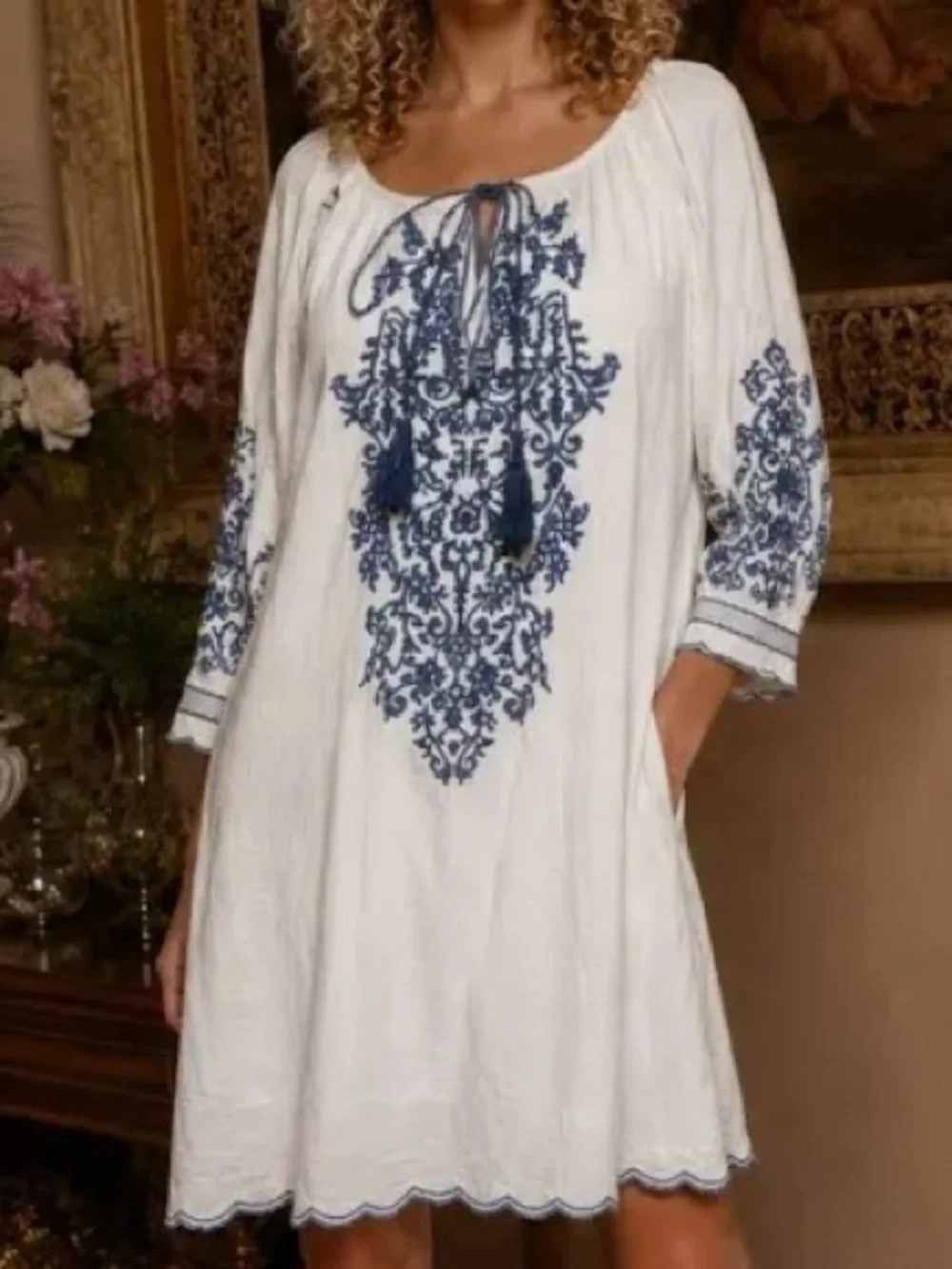 C/C Connection Embroidered Tunic Dress. Small